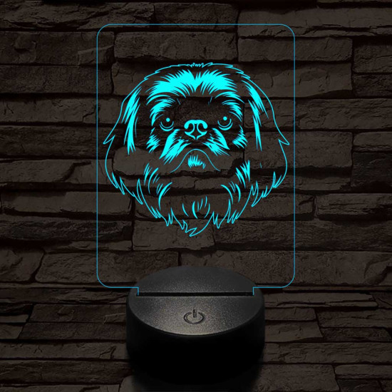 Pekingi palotakutya 7 színű 3D led lámpa