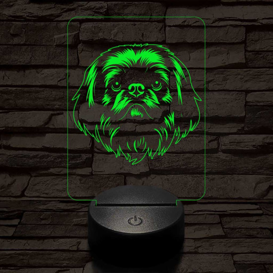 Pekingi palotakutya 7 színű 3D led lámpa