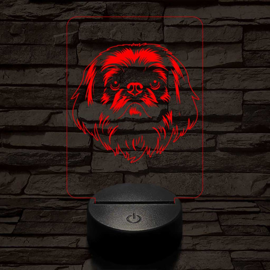 Pekingi palotakutya 7 színű 3D led lámpa