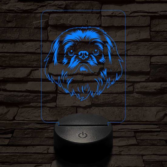 Pekingi palotakutya 7 színű 3D led lámpa