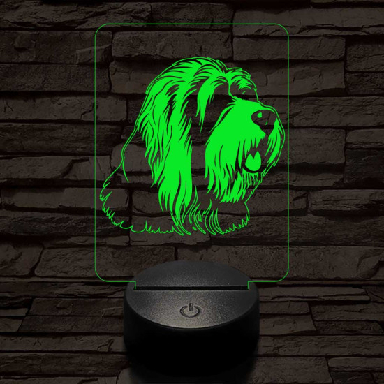 Óangol juhászkutya (bobtail) 7 színű 3D led lámpa