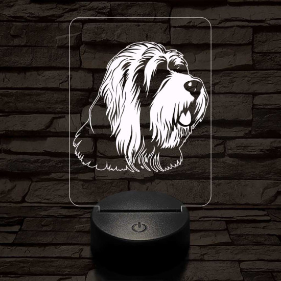 Óangol juhászkutya (bobtail) 7 színű 3D led lámpa
