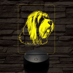 Óangol juhászkutya (bobtail) 7 színű 3D led lámpa