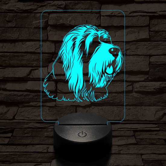 Óangol juhászkutya (bobtail) 7 színű 3D led lámpa