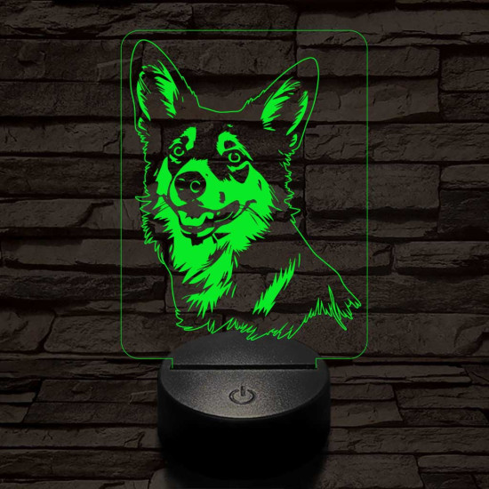 Norvég lundehund 7 színű 3D led lámpa