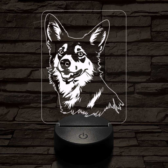 Norvég lundehund 7 színű 3D led lámpa