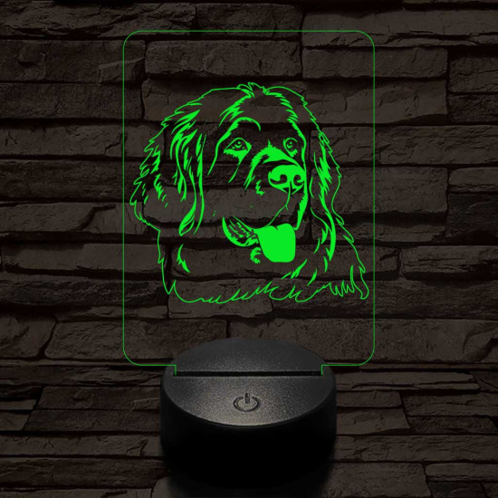 Újfundlandi kutya 7 színű 3D led lámpa