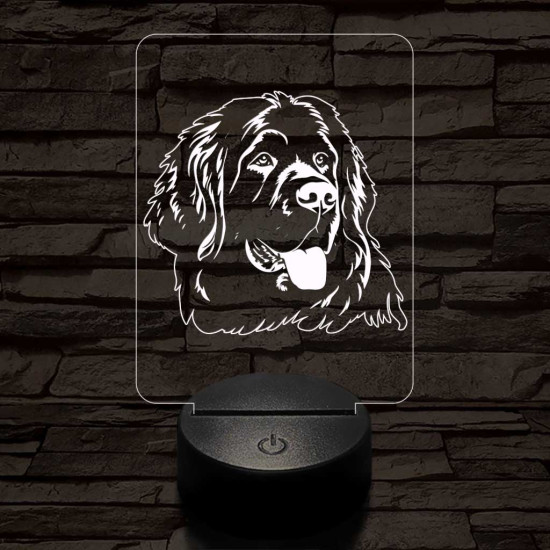 Újfundlandi kutya 7 színű 3D led lámpa
