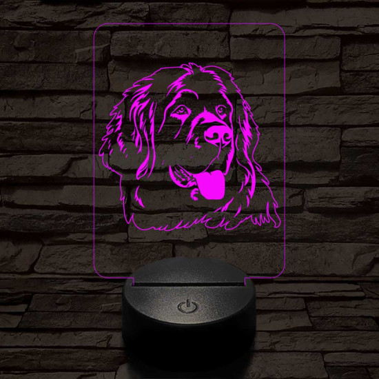 Újfundlandi kutya 7 színű 3D led lámpa