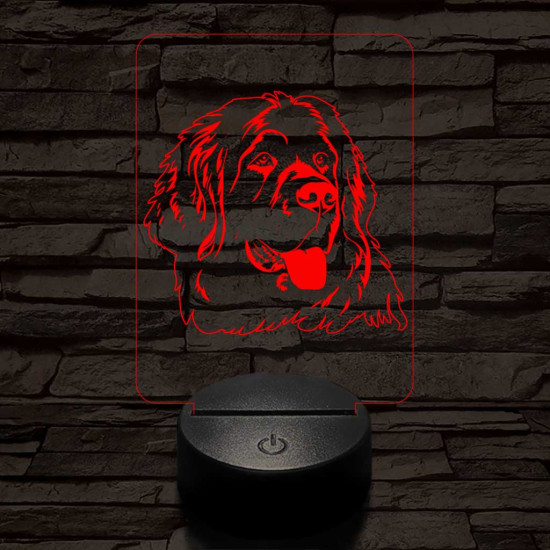 Újfundlandi kutya 7 színű 3D led lámpa