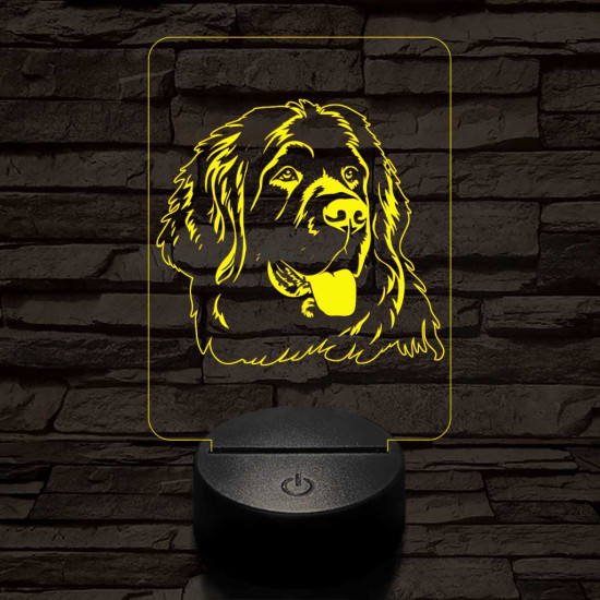 Újfundlandi kutya 7 színű 3D led lámpa