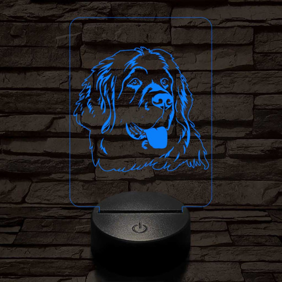 Újfundlandi kutya 7 színű 3D led lámpa