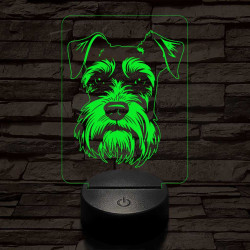 Törpe schnauzer 7 színű 3D led lámpa