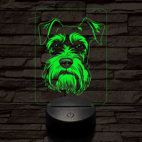 Törpe schnauzer 7 színű 3D led lámpa