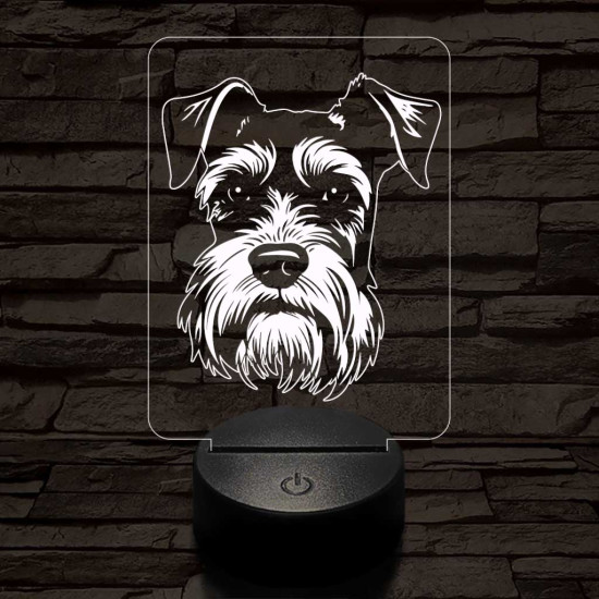 Törpe schnauzer 7 színű 3D led lámpa