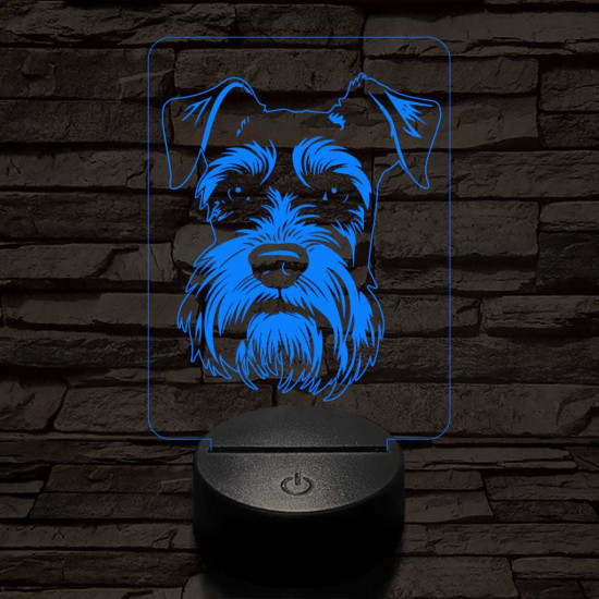 Törpe schnauzer 7 színű 3D led lámpa