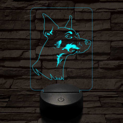 Törpe pinscher 7 színű 3D led lámpa