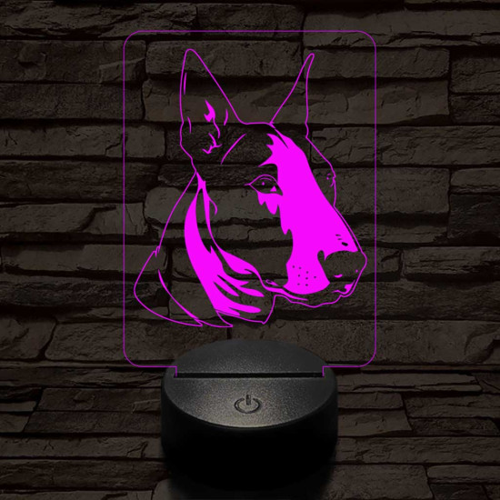 Törpe bull terrier 7 színű 3D led lámpa