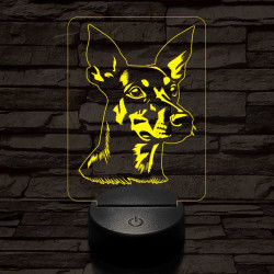 Manchester terrier 7 színű 3D led lámpa