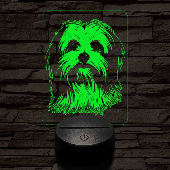 Máltai selyemkutya 7 színű 3D led lámpa
