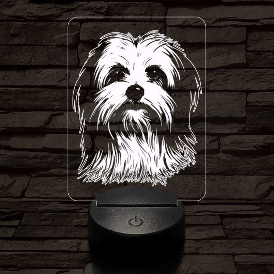 Máltai selyemkutya 7 színű 3D led lámpa