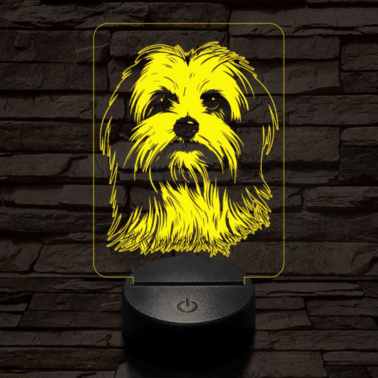 Máltai selyemkutya 7 színű 3D led lámpa