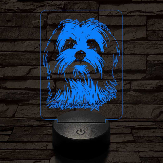 Máltai selyemkutya 7 színű 3D led lámpa