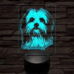 Máltai selyemkutya 7 színű 3D led lámpa