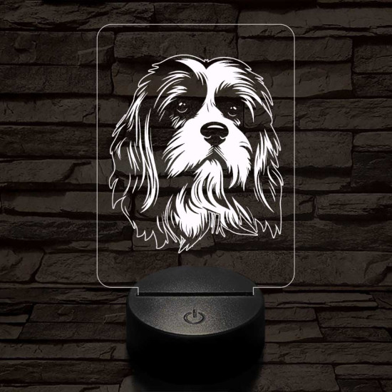 Kis oroszlánkutya (lowchen, löwchen) 7 színű 3D led lámpa