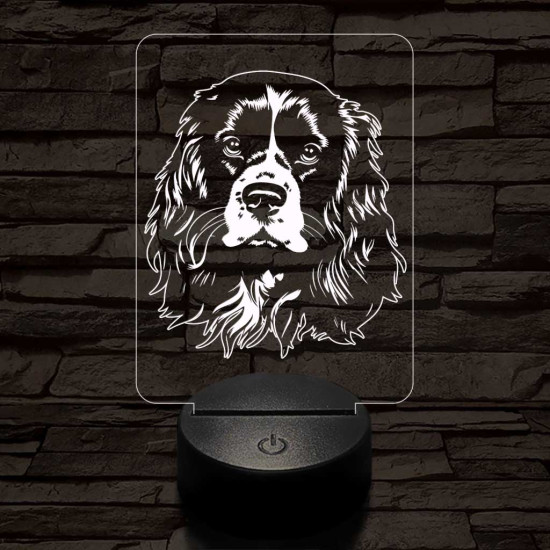 Cavarlier king charles spániel 7 színű 3D led lámpa