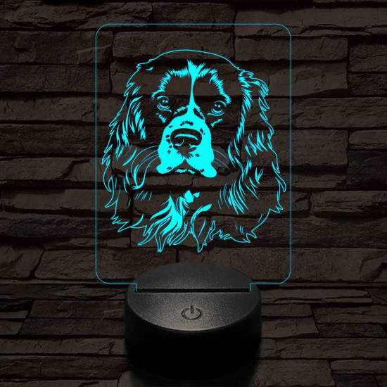Cavarlier king charles spániel 7 színű 3D led lámpa