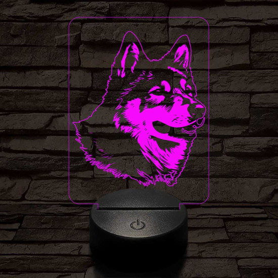 Japán akita 7 színű 3D led lámpa