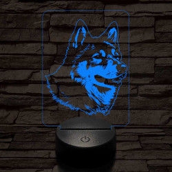 Japán akita 7 színű 3D led lámpa