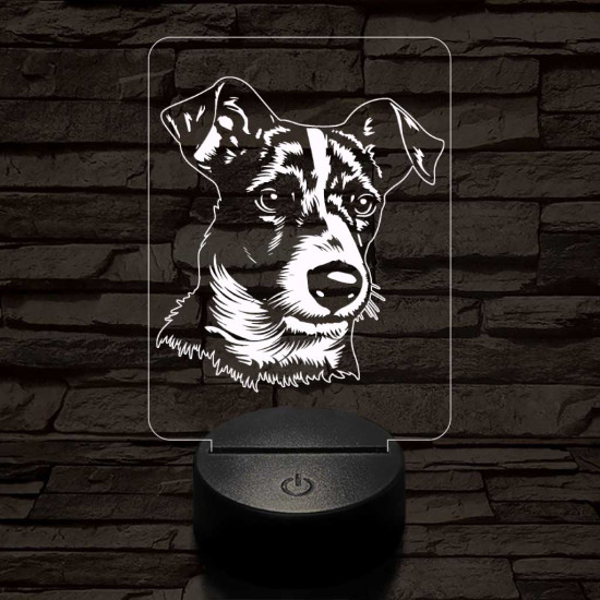 Jack russel terrier 7 színű 3D led lámpa