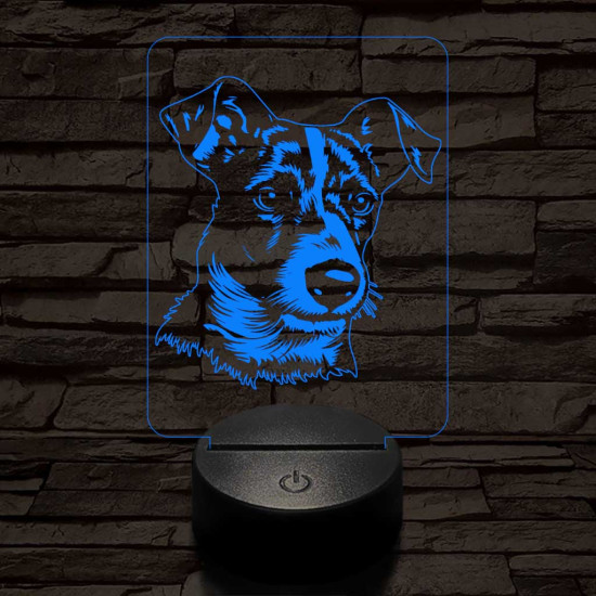 Jack russel terrier 7 színű 3D led lámpa