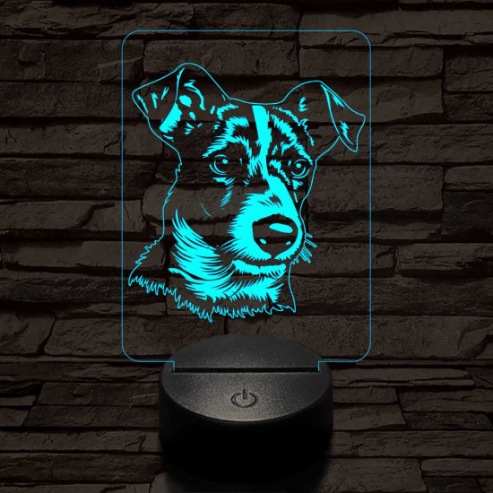 Jack russel terrier 7 színű 3D led lámpa