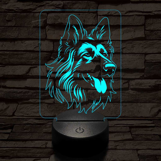 Belga juhászkutya 7 színű 3D led lámpa