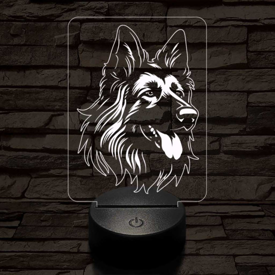 Belga juhászkutya 7 színű 3D led lámpa