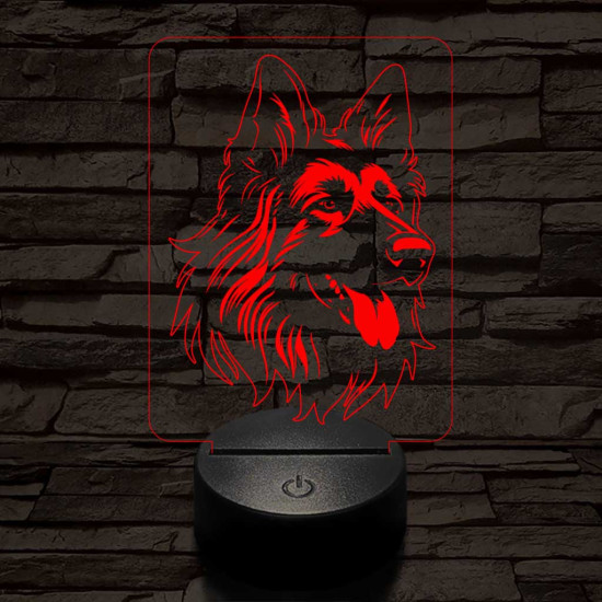 Belga juhászkutya 7 színű 3D led lámpa