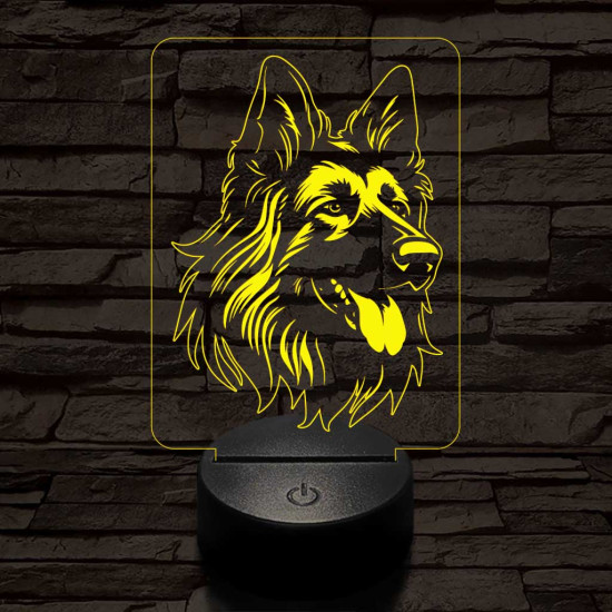 Belga juhászkutya 7 színű 3D led lámpa