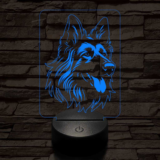 Belga juhászkutya 7 színű 3D led lámpa