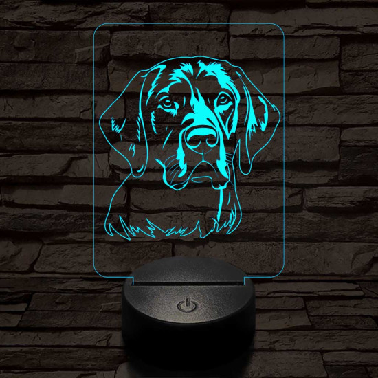 Fekete labrador retriever 7 színű 3D led lámpa