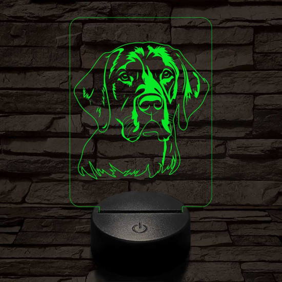Fekete labrador retriever 7 színű 3D led lámpa