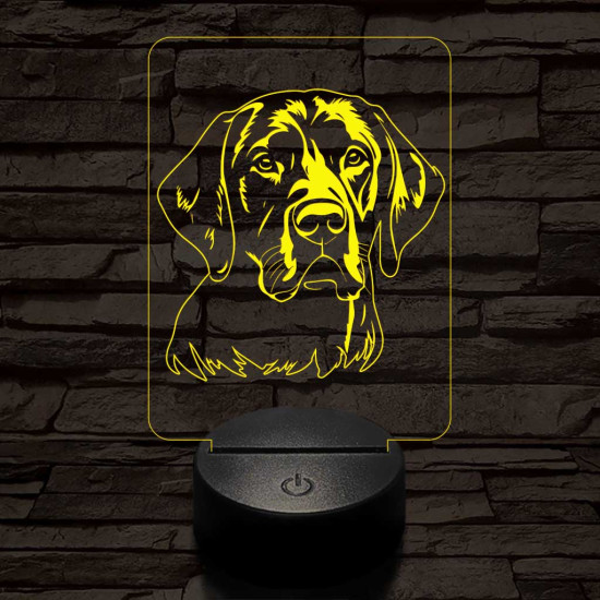 Fekete labrador retriever 7 színű 3D led lámpa