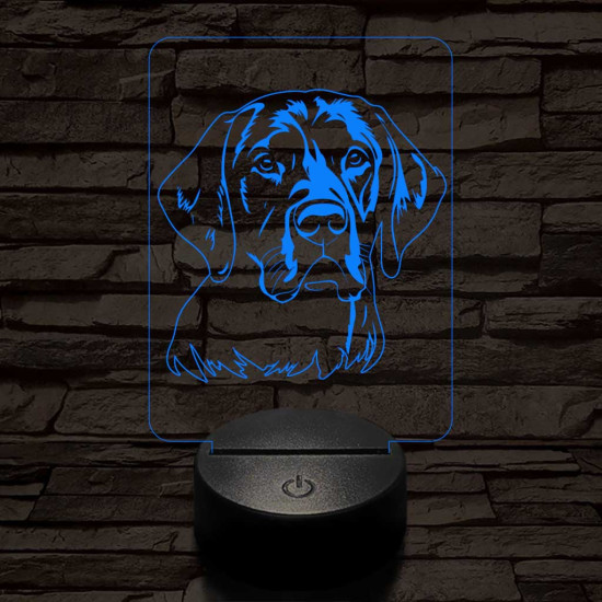 Fekete labrador retriever 7 színű 3D led lámpa