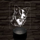 Border collie kutya 7 színű 3D led lámpa