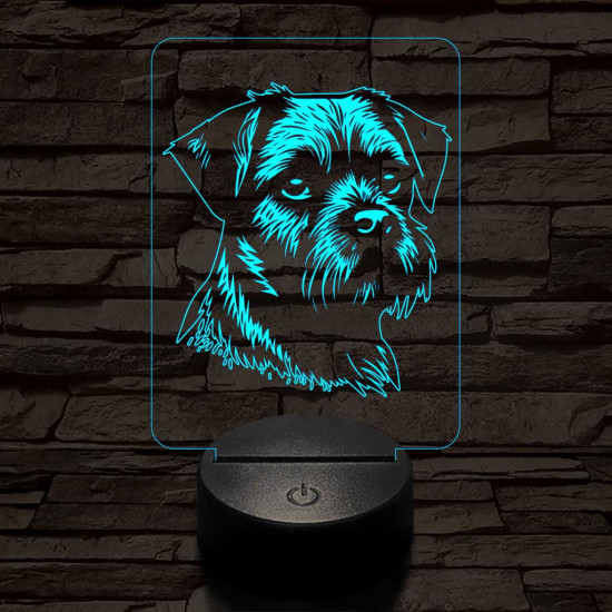 Border terrier-fej 7 színű 3D led lámpa