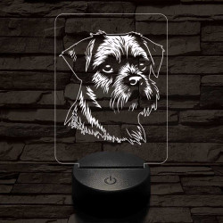 Border terrier-fej 7 színű 3D led lámpa