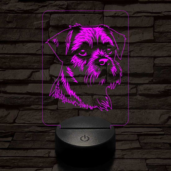 Border terrier-fej 7 színű 3D led lámpa