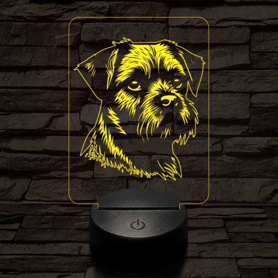 Border terrier-fej 7 színű 3D led lámpa